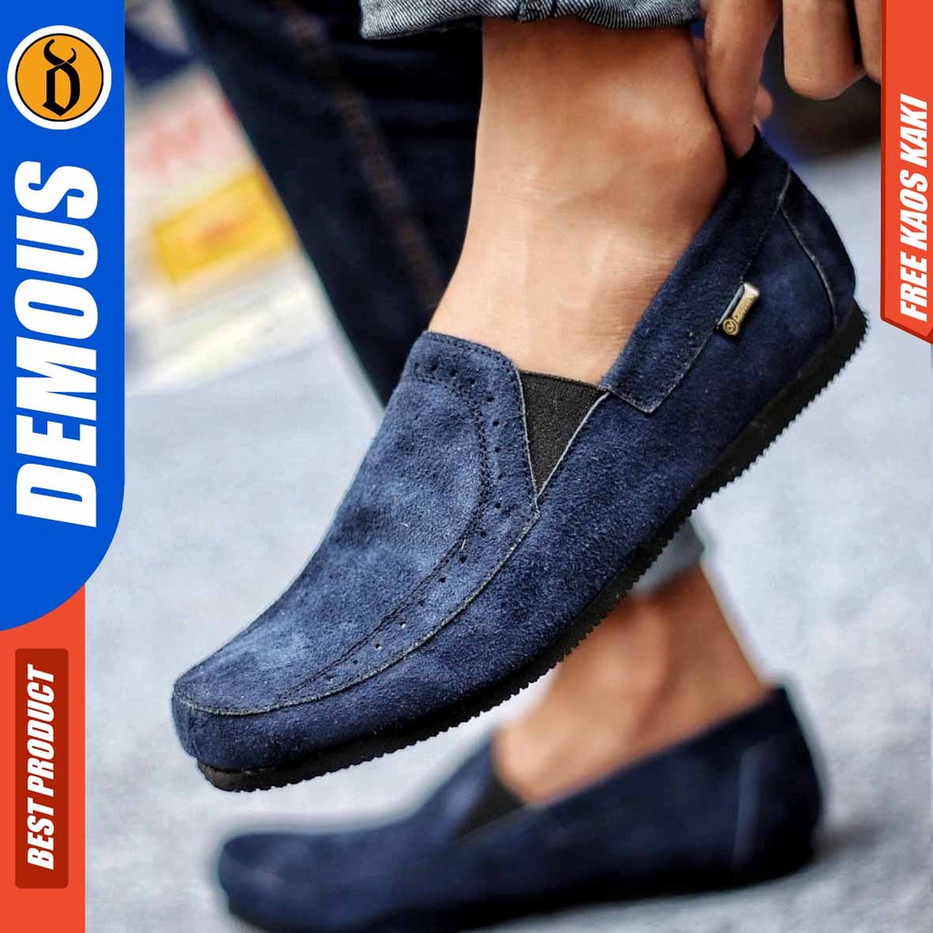 DEMOUS JESTER Sepatu Slip On Casual Kulit Suede