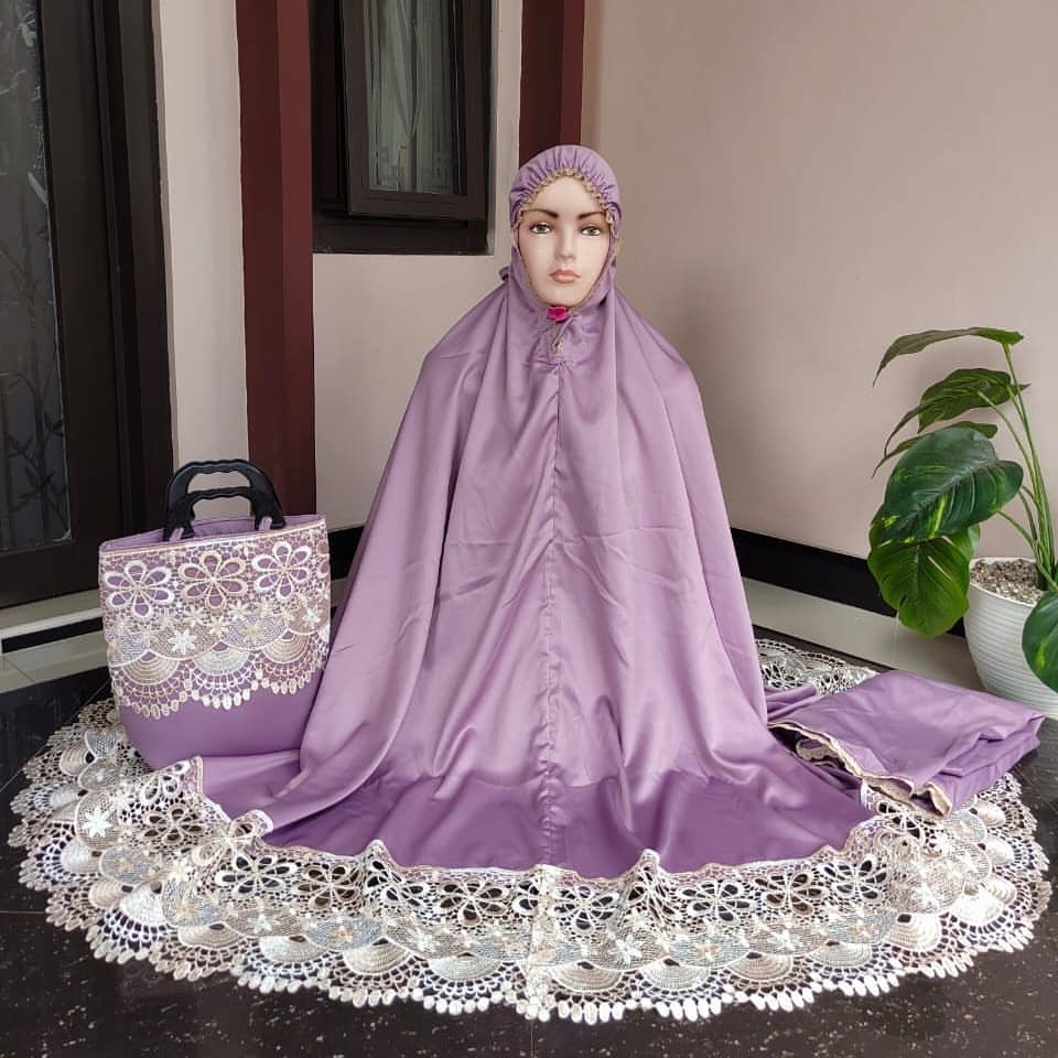 Mukena anjani renda salsa mikro jumbo terbaru 2022 renda import dewasa mukena polos kombinasi renda 