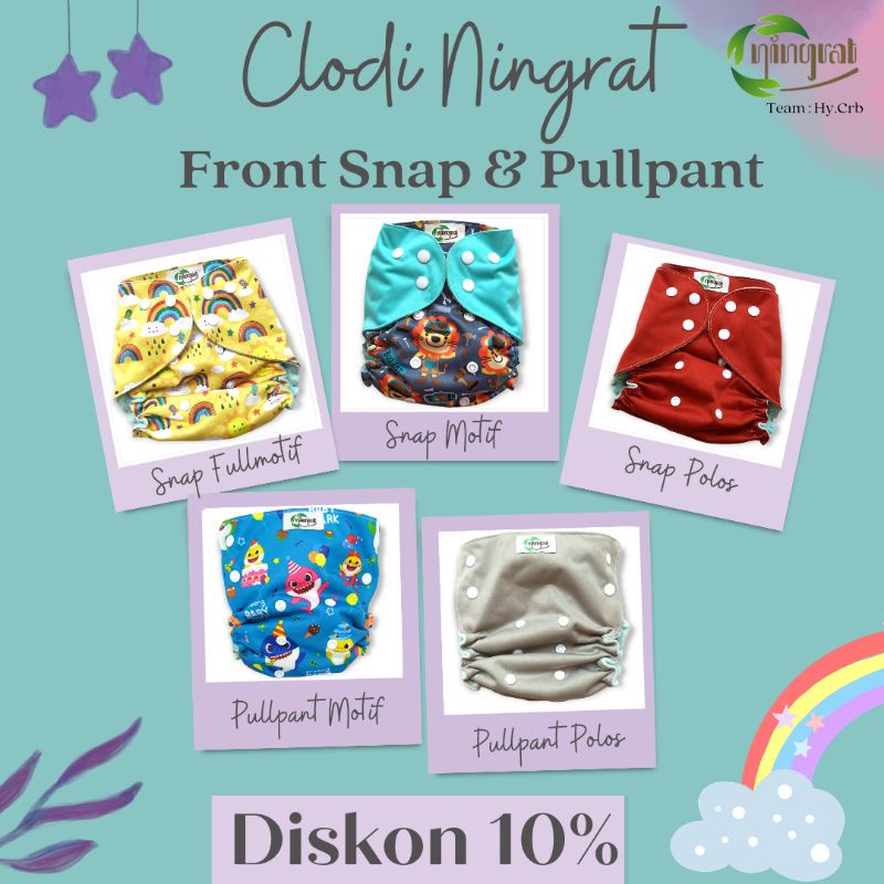 Clodi Ningrat Front Snap ( BB 3-15 Kg)  Ningrat Pullpant  ( BB 3-18 Kg) Clodi Kancing Depan Popok Kain Murah [ Bunda Altaf ]