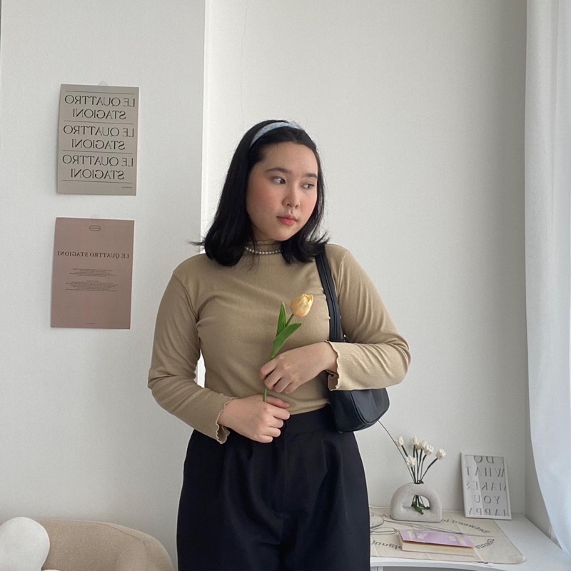 Sein Top - Knit Longsleeve Top - Atasan Wanita Lengan Panjang - Atasan Knit Wanita - Knit Top Jumbo - Turtle neck top - turtle neck lengan panjang - atasan wanita jumbo kekinian