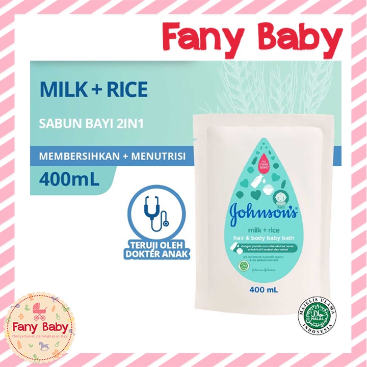 JOHNSON'S MILK + RICE BABY BATH 400ML REFILL