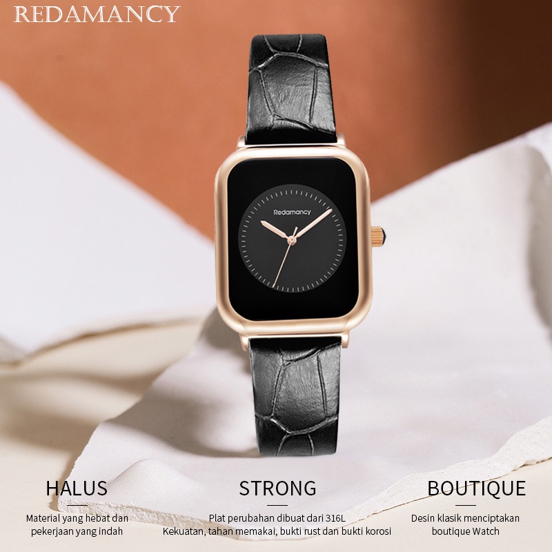 Redamancy Original jam tangan wanita  Fashion Casual Watch Tonton Kuarsa Arloji tahan air Kulit