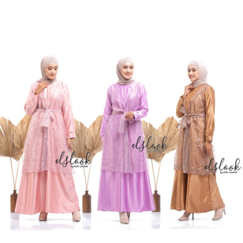 Aluna dress by elslook dress tile brokat outer vest brokat outfit kondangan busui friendly