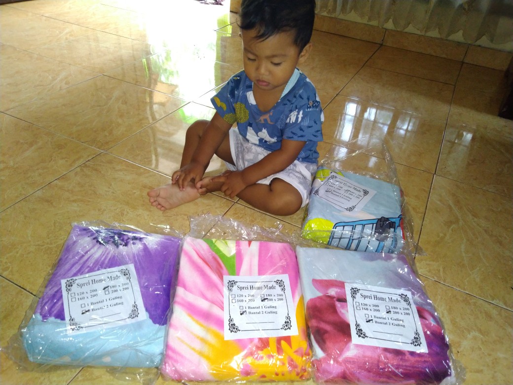 Grosir Seprei Homemade Motif Bunga Green Pink Murah Berkualitas