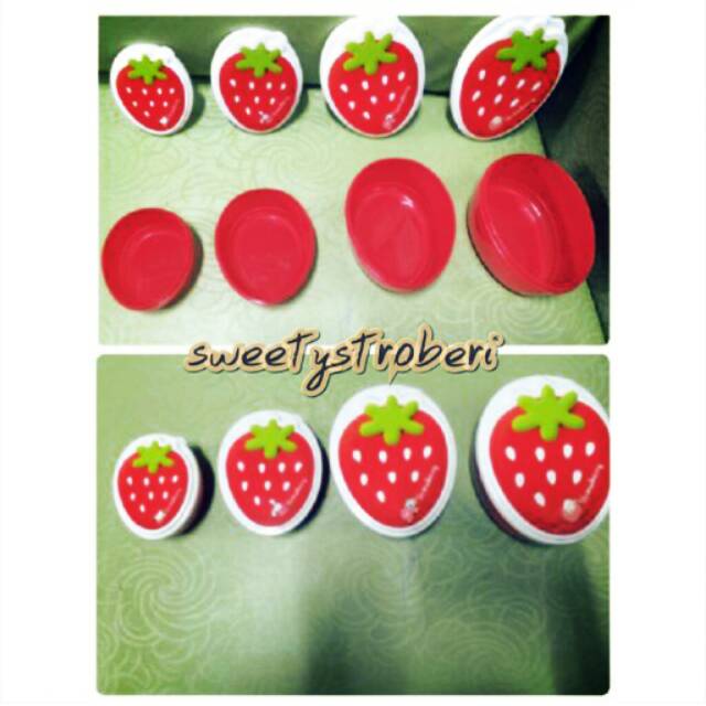 Set kotak makan strawberry stroberi isi 4 pcs kotak makan