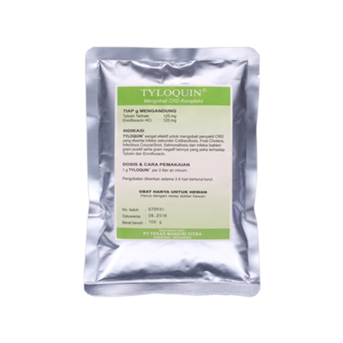 tyloquin 100 gram - obat saluran pernafasan pencernaan dan kemih ayam