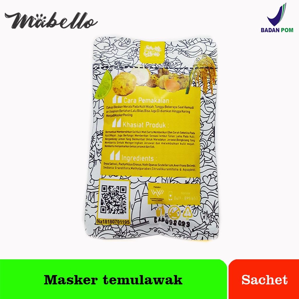 Masker wajah masker muka mabello bedda lotong