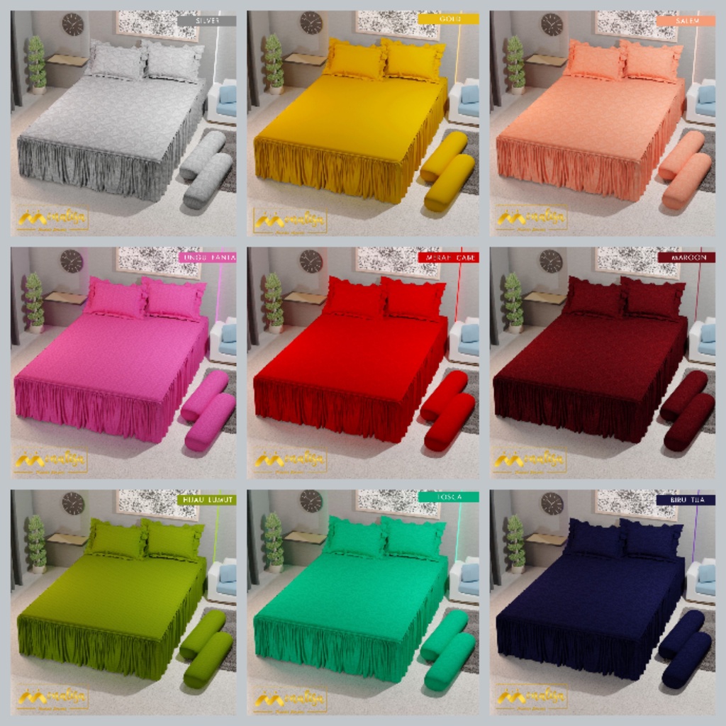 Sprei Ukuran Queen 160x200 Rumbai Monalisa Polos Embos
