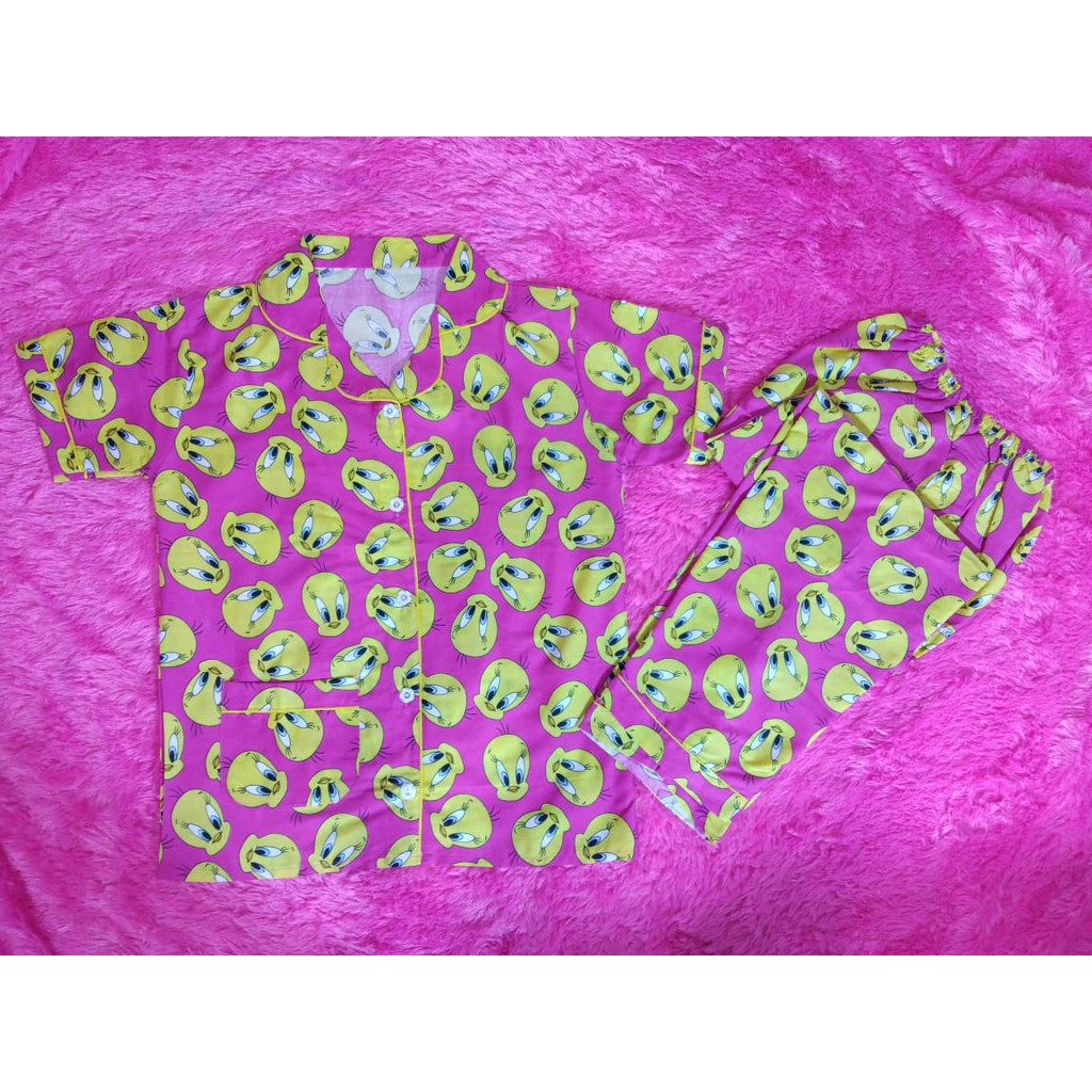 Piyama Dewasa CP ,,, KATUN JEPANG,, MOTIF TWEETY
