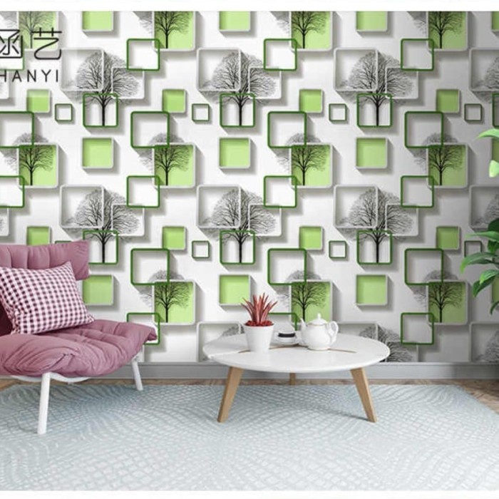 WALLPAPER DINDING WALLPAPER STICKER KOTAK HIJAU