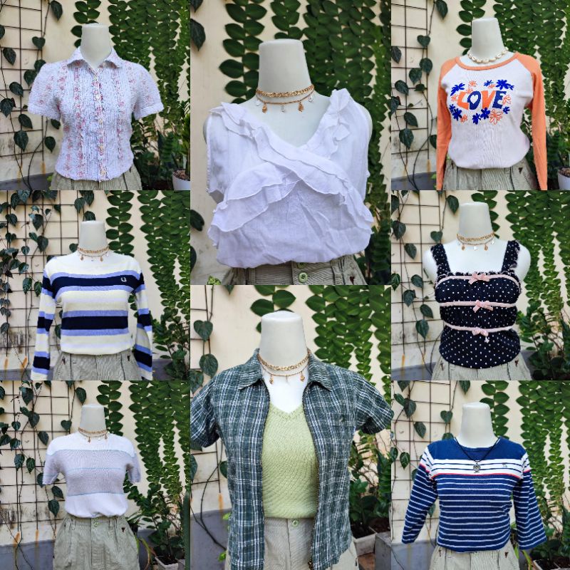 Thrift // Atasan Lengan Panjang Preloved / Tank Top Preloved / Kemeja Vintage Preloved / Outer Crop 