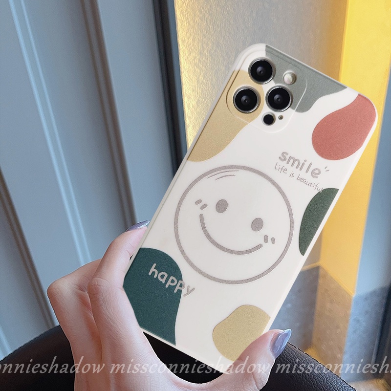 Casing Soft Case Tpu Motif Smiley Face Untuk iPhone 6 6s 7 8 Plus 11 13 12 Pro Max X XR XS Max