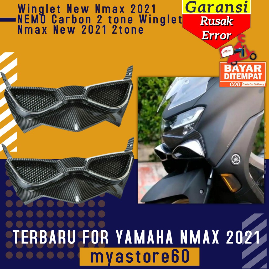 Cover Tutup Aksesoris Variasi Winglet New Nmax 2021 NEMO Carbon 2 tone Winglet Nmax New 2021 2tone