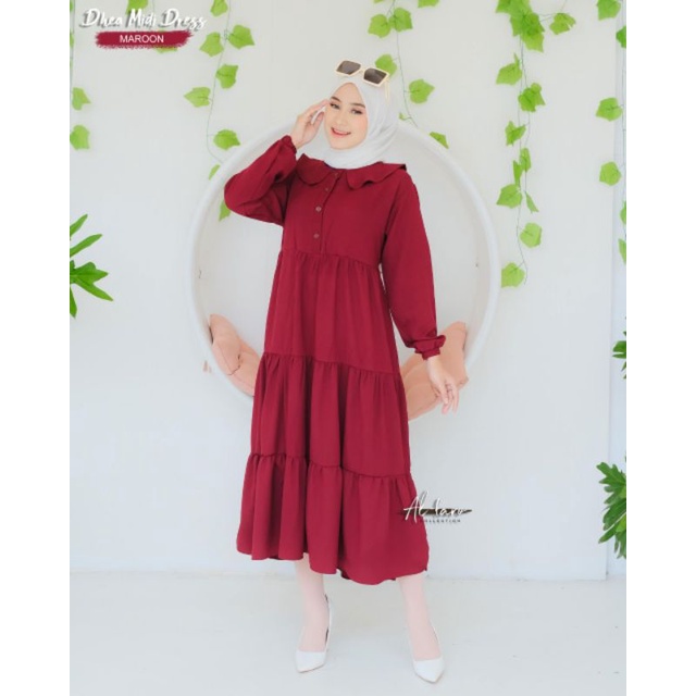 Dress Terlaris / Dress itycrep / Dhea midi dress ori by Al-Faro