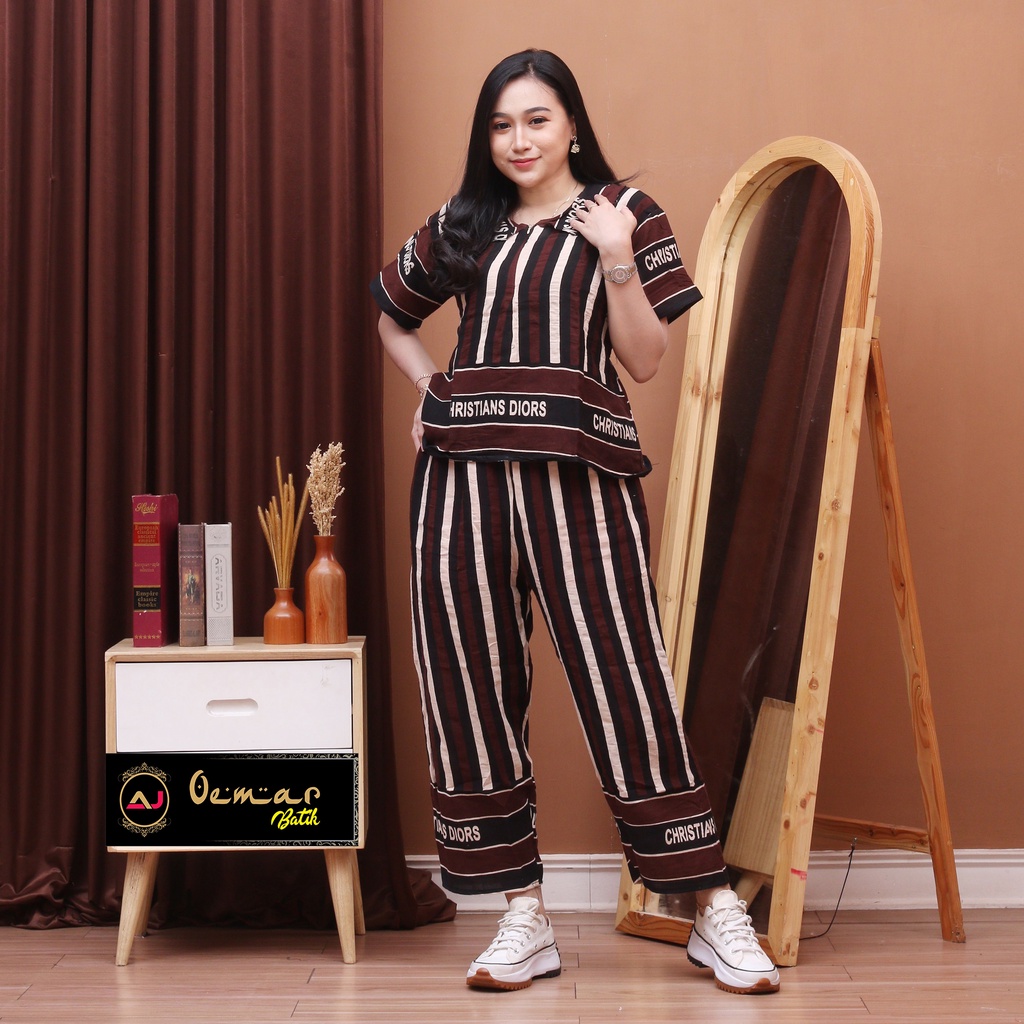 ONE SET RAYON - SETELAN MOTIF SALUR MOTIF PAGER - CELANA PANJANG RAYON - BUSUI FRIENDLY