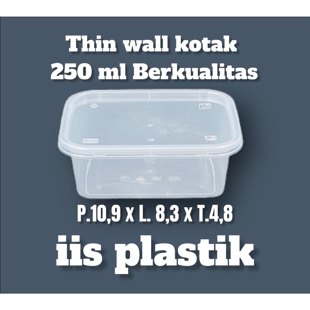 Thinwall kotak 200 ml, 250 ml, 350 ml, 1000 ml, 1500 ml, 2000 ml, 3000 ml isi 25 pcs perRoll plus tutup