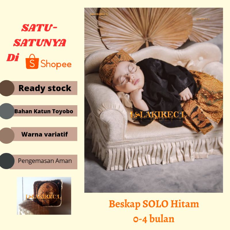 Kostum BESKAP BLANGKON adat Jawa SOLO JOGJA Bayi Newborn lakilaki bahan Katun Toyobo adem / paket ne