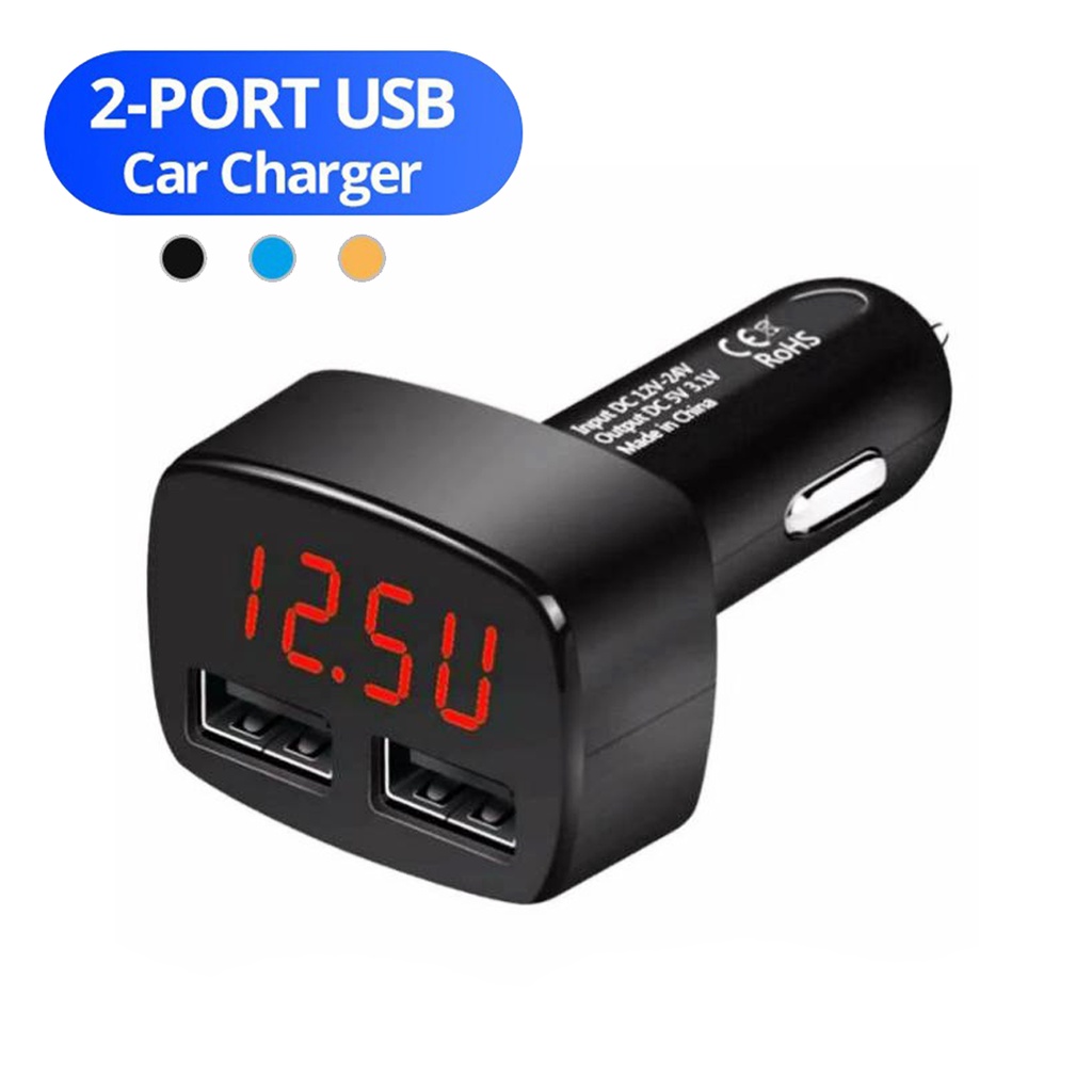 [✅COD] Car Charger Fast Charging Hp di Mobil Motor Matic Indikator Display Led 4in1 Original