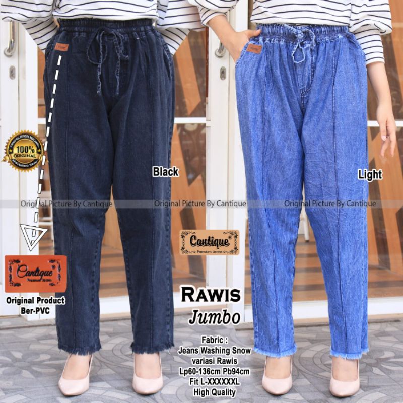 Celana jeans rawis muslimah / Rawis jumbo by cantique / Celana jeans rawis