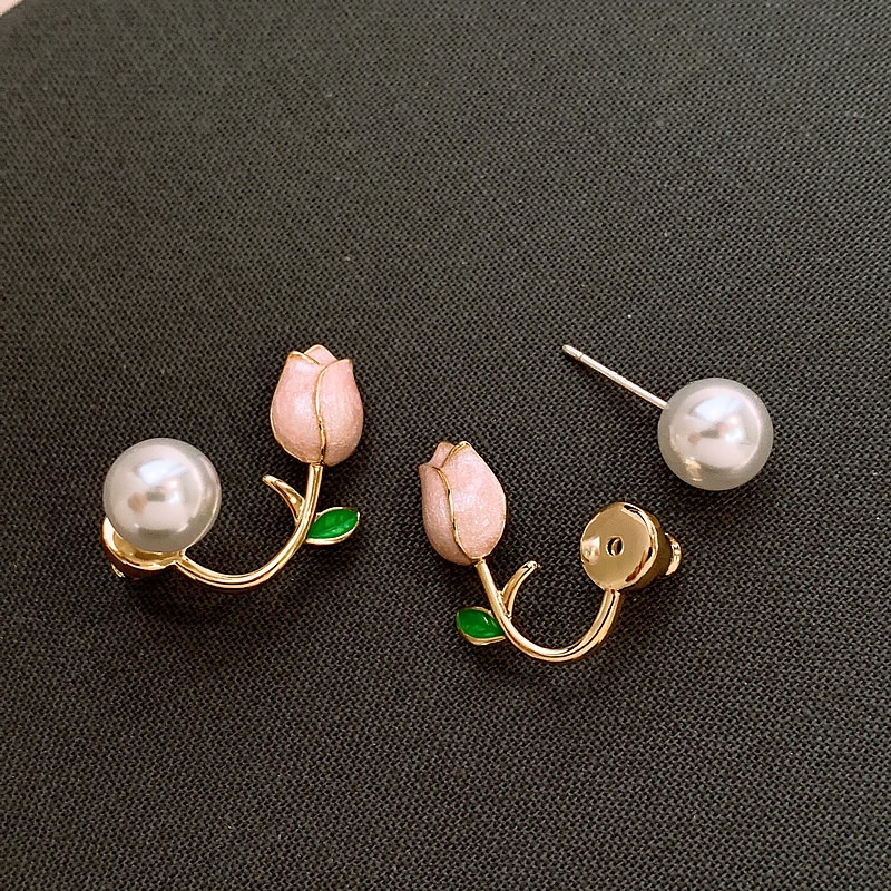 Anting Mutiara Bentuk Tulip Untuk Wanita