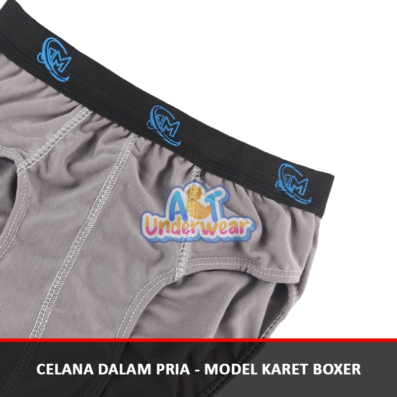 AT157-3 PCS CD Segitiga Pria Boxer GBL/Celana dalam boxer ukuran tanggung dan dewasa