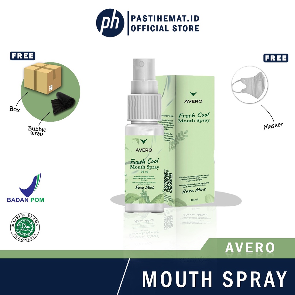 [ORIGINAL BONUS POUCH] Avero Fresh Cool Mouth Spray Parfum Mulut, Pengharum Mulut dan Penyegar Mulut BPOM MUI