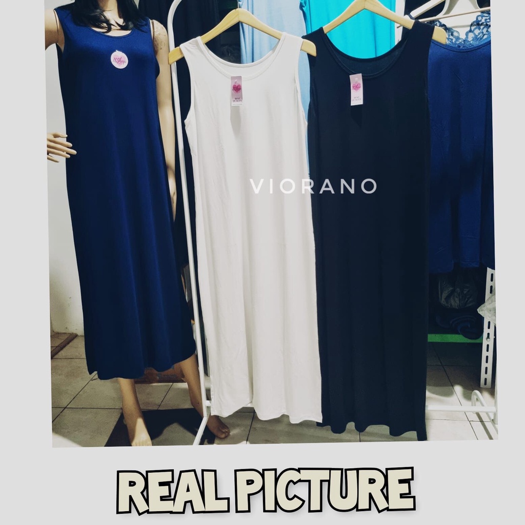 Singlet Terusan Wanita Longdress Panjang Muat Besar XXL Inner Kaos Oblong Untuk Dalaman Gamis / Manset Dalaman Panjang Dress Adem Tanpa Lengan