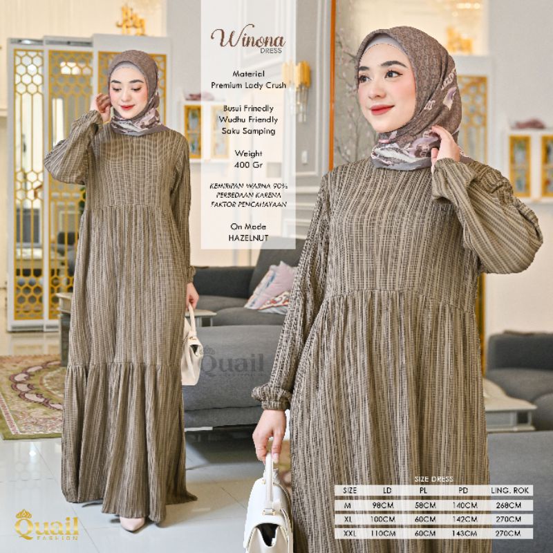 Dress Muslim wanita Premium Gamis Original Quail Hijab WINONA