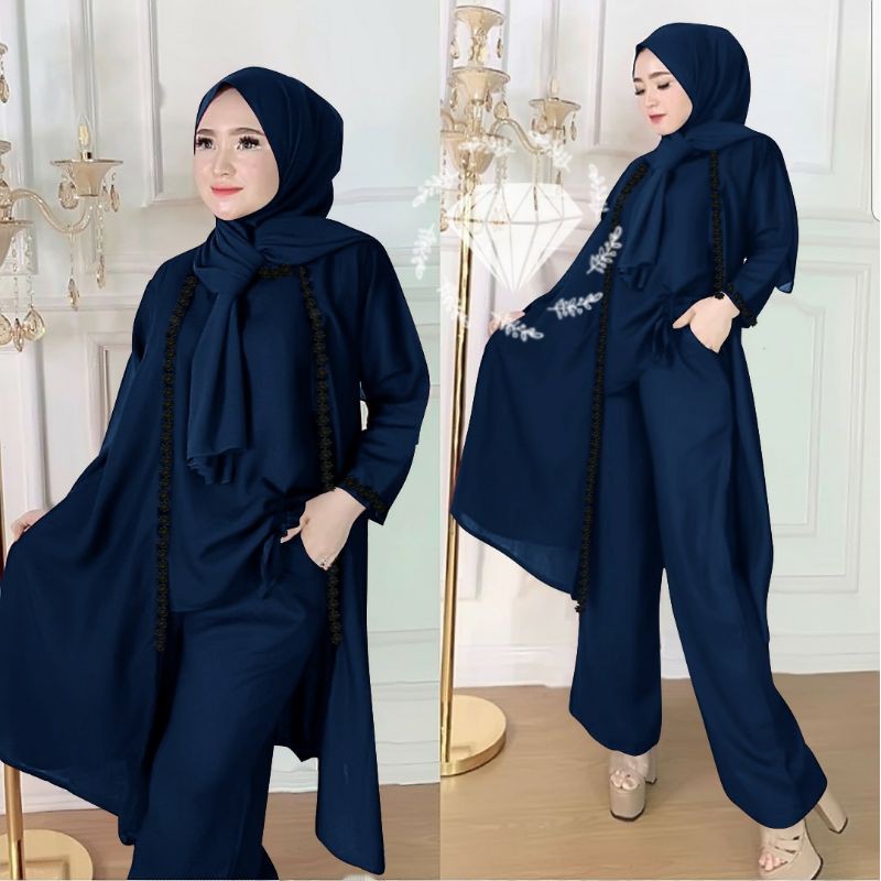 SET CELANA LOVATA, MOSCREPE, GAMIS HIJAB MUSLIM, SETELAN