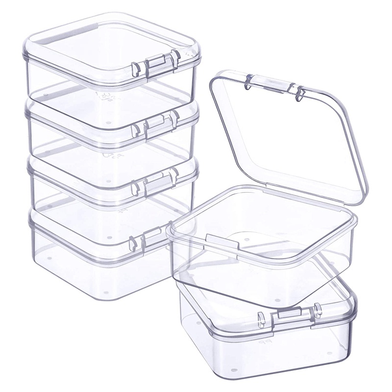 [6Pcs Set Mini Plastic Clear Jewelry Box for Jewelry, Small Items, Beads] [Jewelry Storage Organizer Case]
