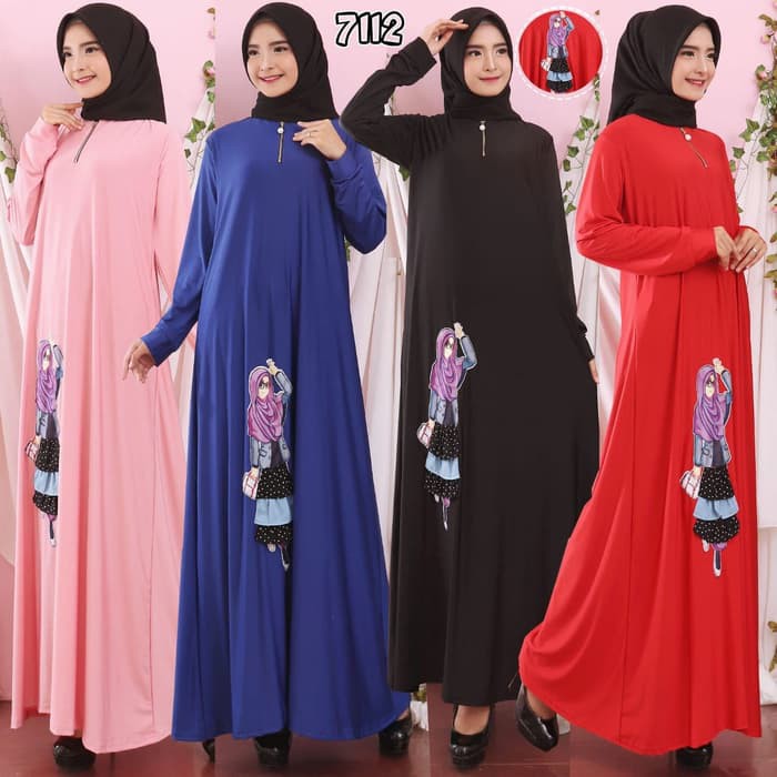 DISKON RAMADHAN TERMURAH"Baju Gamis Wanita Terbaru Gamis Polos Remaja Gamis Boneka 3D 7112 -"GAMIS W