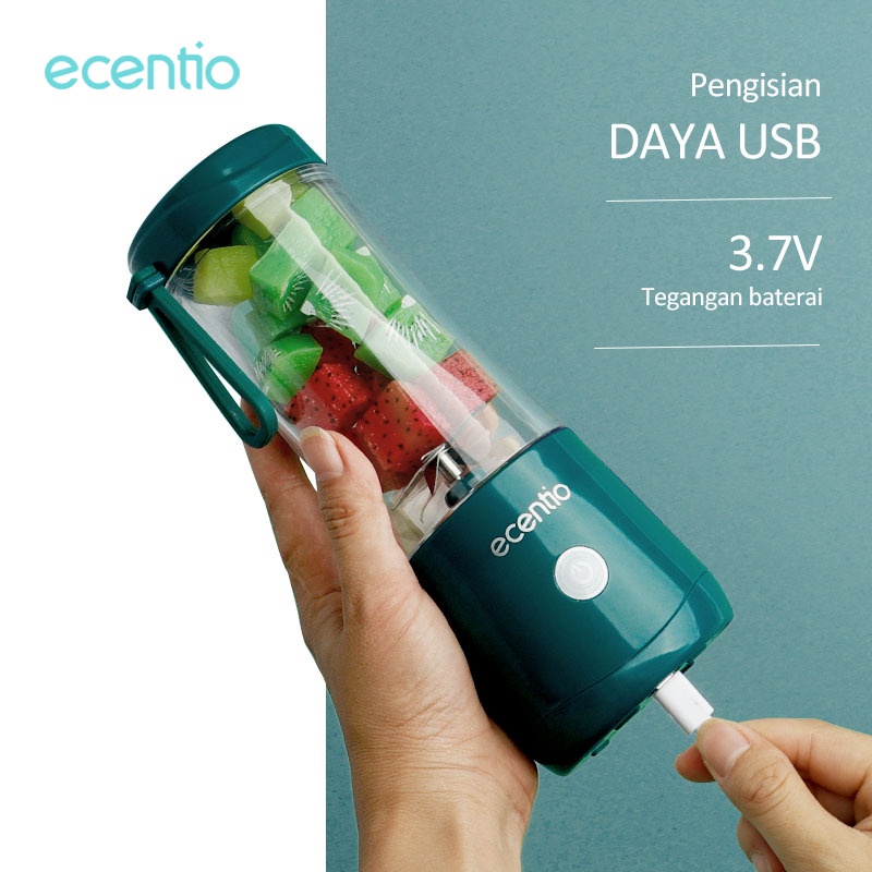 ecentio Blender Portable 380Ml Usb Juicer Mini Multifungsi 6 Mata Pisau Kaca Menebal Cangkir