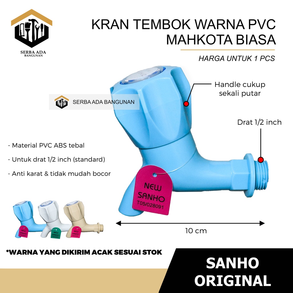 KRAN KERAN AIR PLASTIK NEW SANHO 1/2&quot; 3 WARNA - ORIGINAL 100% HIGH QUALITY TEBAL PREMIUM