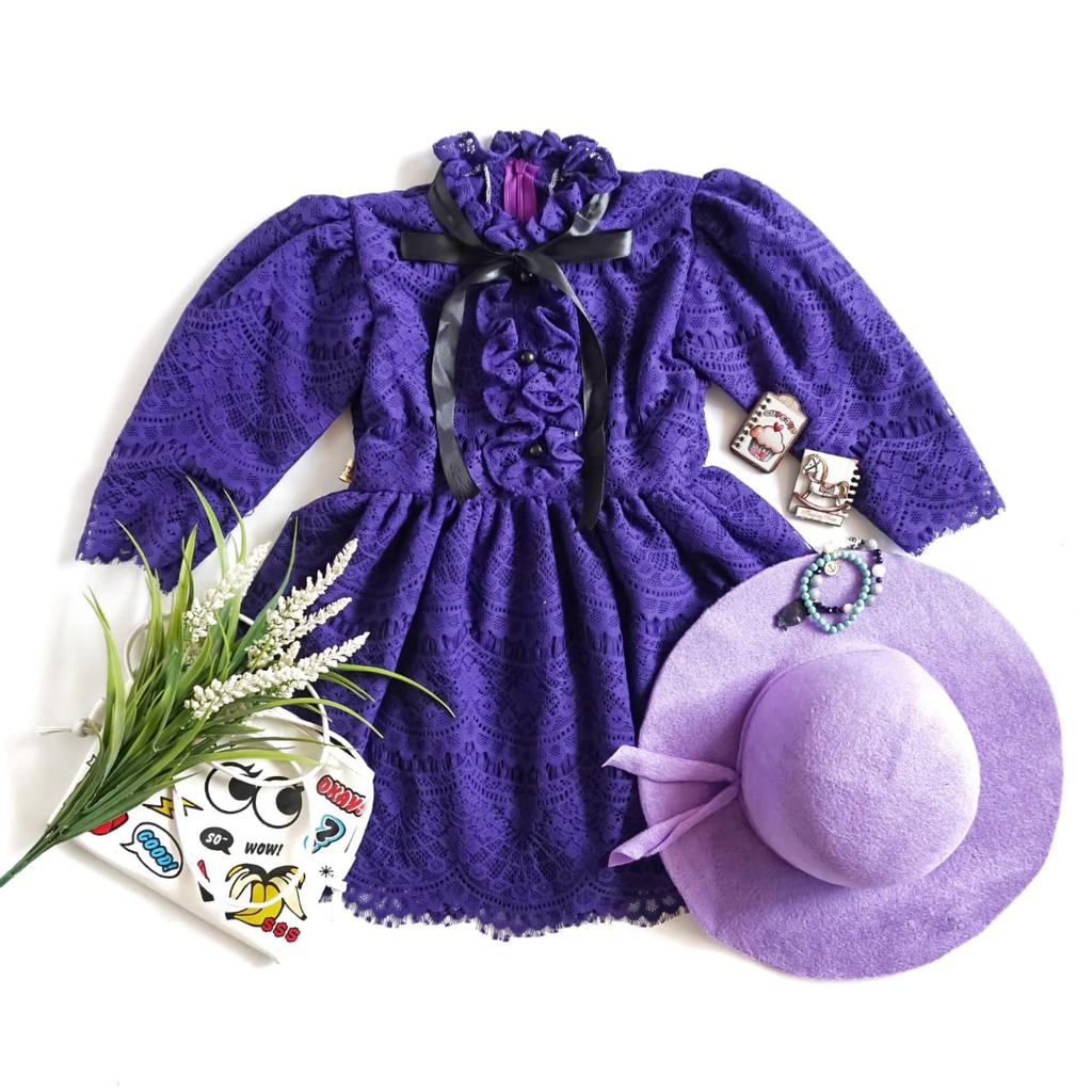 MADAM DRESS 3-4 TAHUN WARNA UNGU {READY STOK}