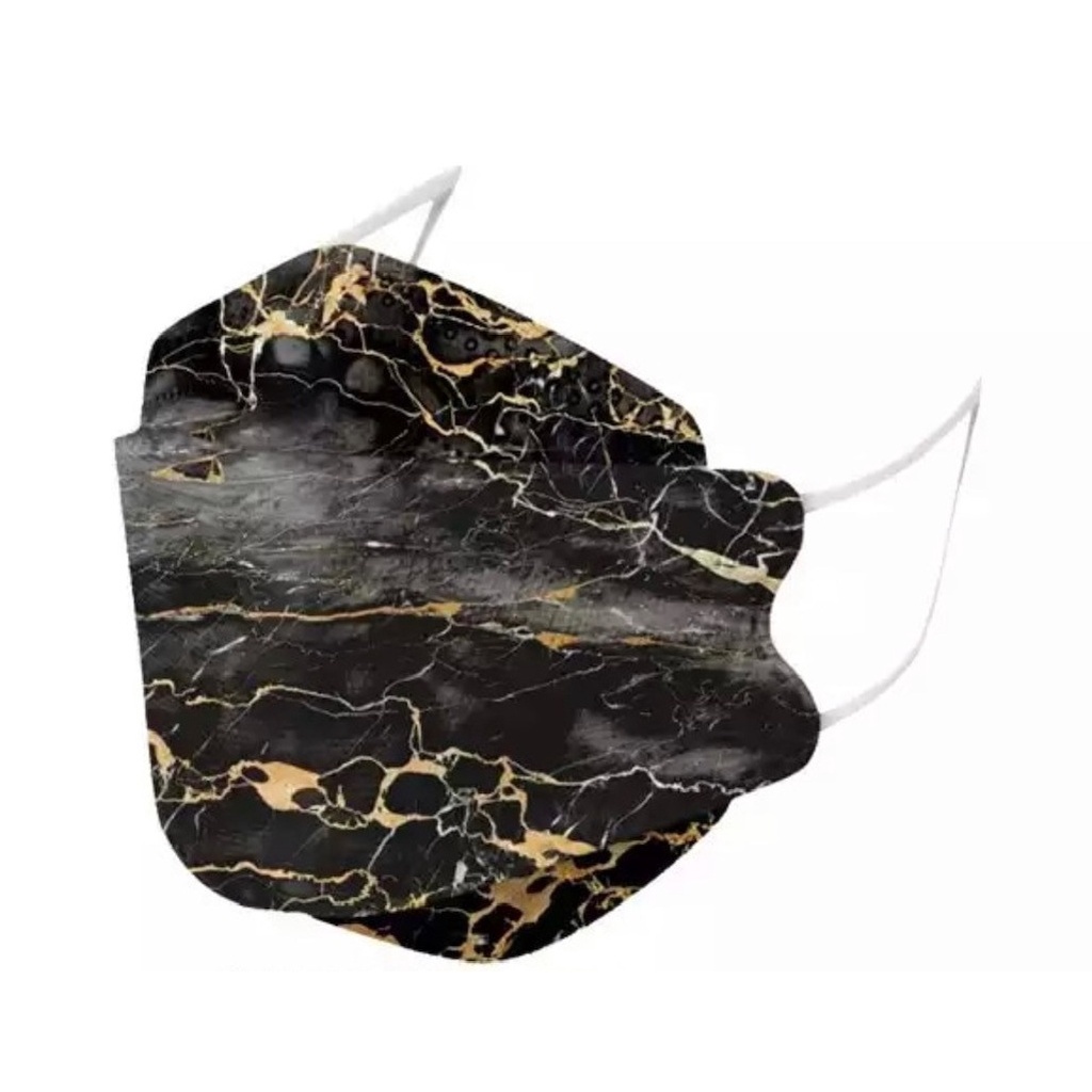 Masker Dewasa KF94 Marble Black Gold 4 Ply - Satuan