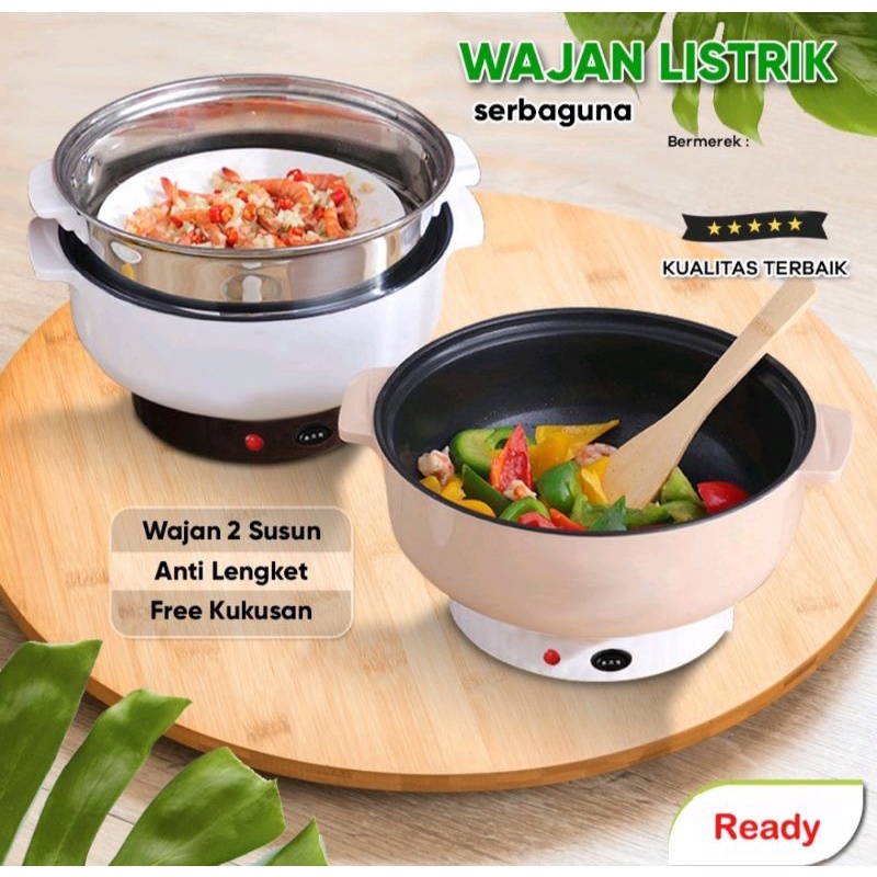 Panci Listrik Elektrik Fry Pan Serbaguna HotPot / Panci Stainless Lapis Keramik Teflon