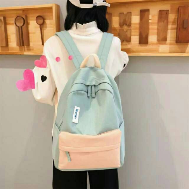 TAS RANSEL WANITA KOMBINASI DUA WARNA MULTIFUNGSI / TAS RANSEL / TAS ANAK / TAS / TAS SEKOLAHH