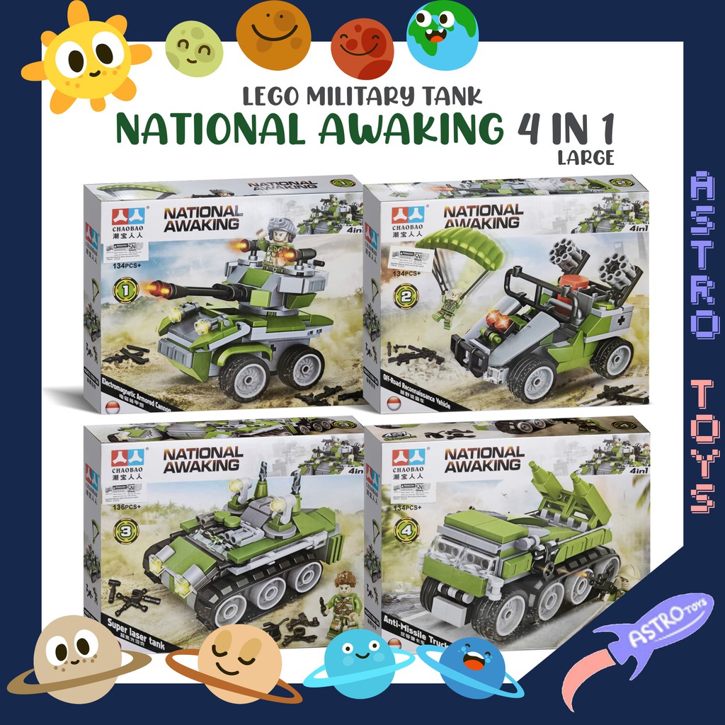 Mainan Lego Tentara Militer Tank Besar dengan Minifigure 4in1 - 6in1 - 8 In 1 - Satuan dan Fullset