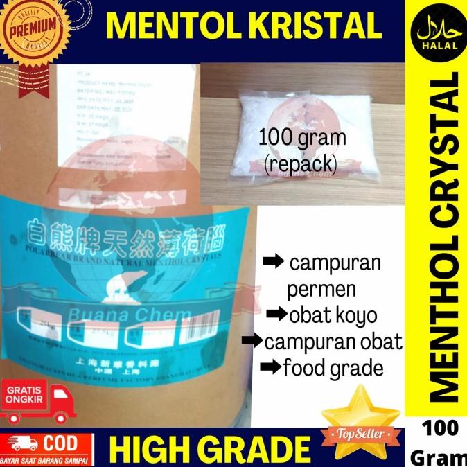

+%+%+%] Menthol Crystal Food Grade / Mentol Kristal 100 GR Murni