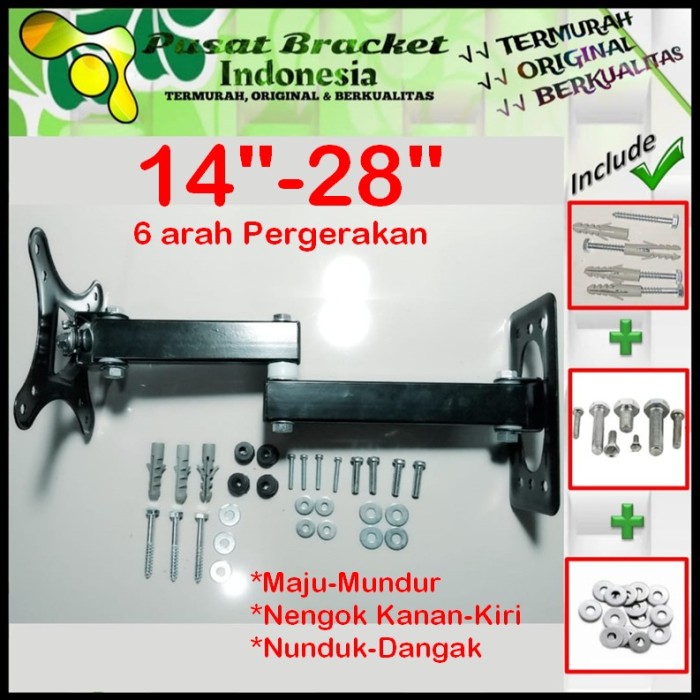 Bracket Tv 14 Monitor Lengan 14&quot; s/d 28&quot; 6 arah Fleksible PBI.SWK1-007