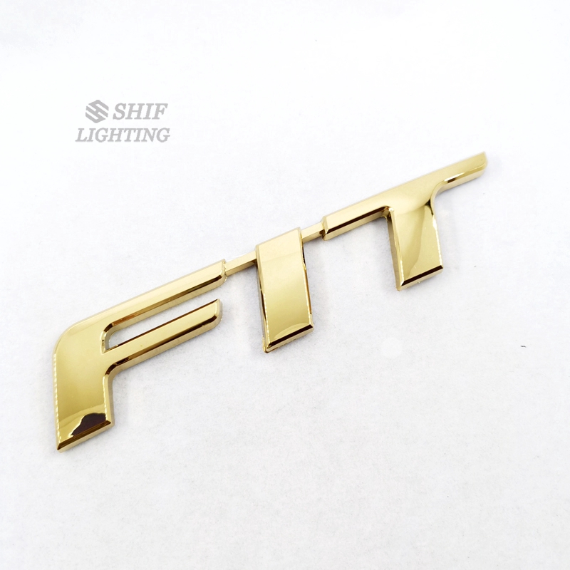 1 x ABS Gold FIT Letter Logo Car Rear Trunk Emblem Sticker Badge Decal Replacement For Honda Fit