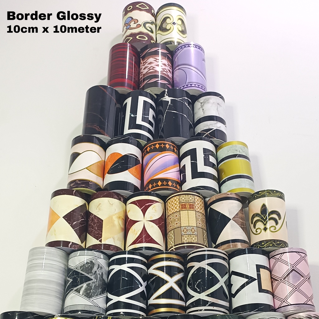 RELIZA WALL BORDERS GLOSSY 10CM X 10METER LIS BORDER MENGKILAT STIKER DINDING SEASON 2