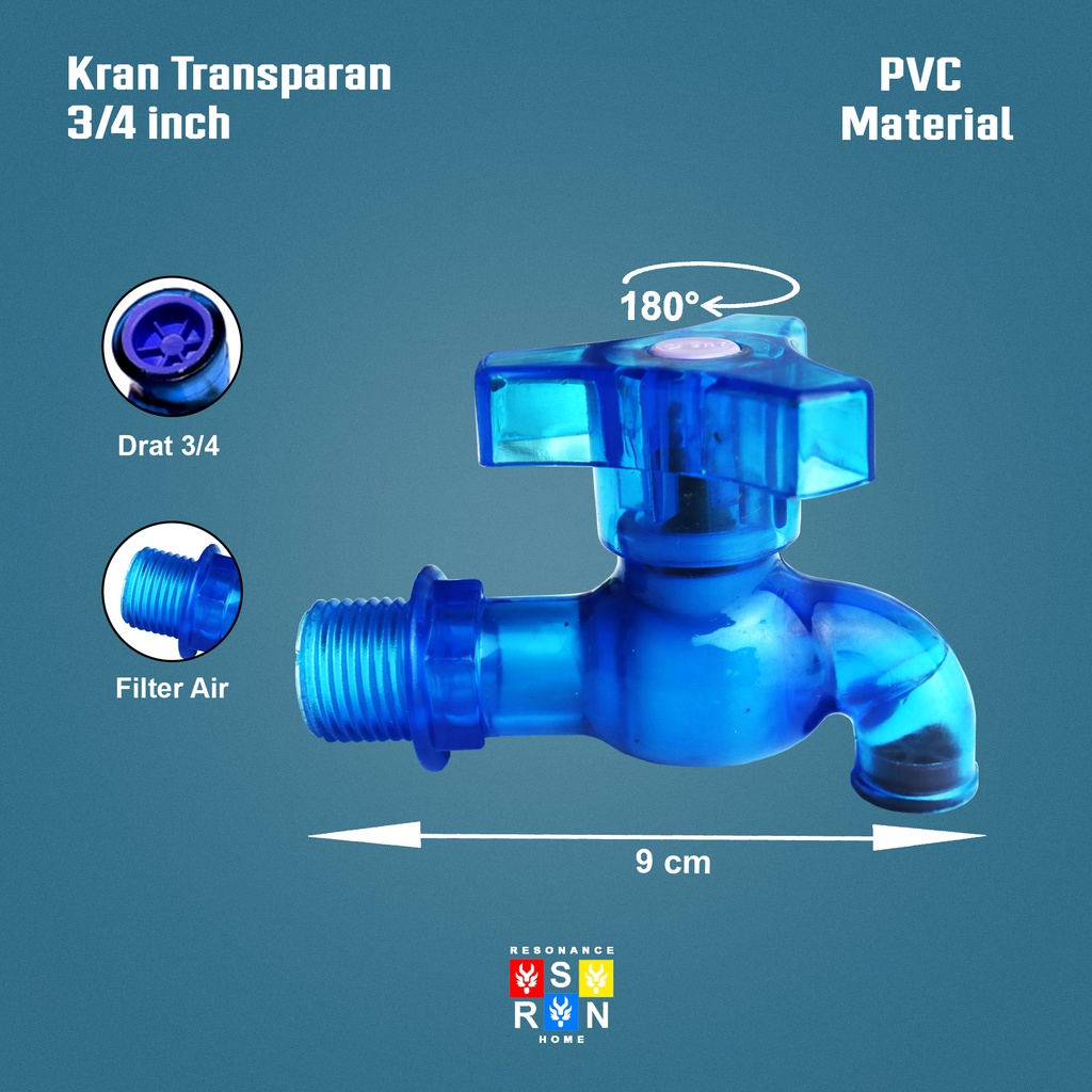 Kran Plastik Transparan 3/4 Inchi / Keran Kran Tembok Cuci Piring Resonance Home