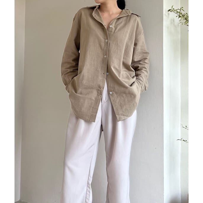 BEFAST - ZEC OOTD Wanita Kemeja FIRDA / ⭐️PREMIUM LINEN⭐️ 990 Oversize Shirt / Pakaian Kemeja Linen / Kemeja Formal / Kem Polos Casual / OOTD Ala Style Korean / Kemeja Banyak Warna / Trendy