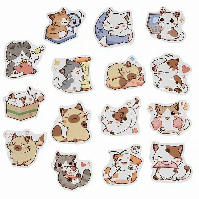 CT - Sticker Cats / Stiker kucing hamtaro lucu / decor / hiasan 