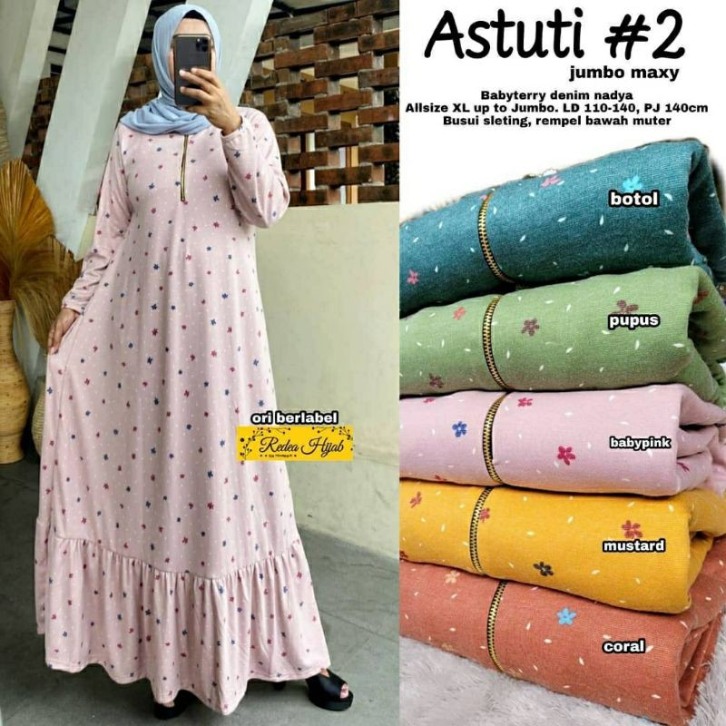 Astina #2 Jumbo Maxy, GAMIS BUSUI JUMBO BAHAN BABYTERRY DENIM NADYA LD 110-140 TERJUMBO TERMURAH OOTD