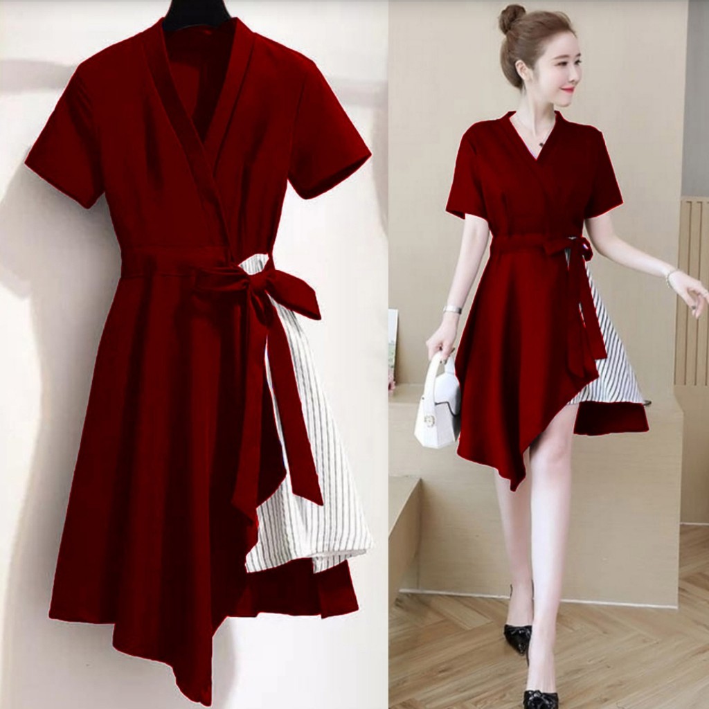 [HNFK] Dress Eliva / Dress Wanita / Dress / Dress Wanita Casual Dress / Dress Batik / Dress Motif / Dress Korea Wanita Terbaru / Dres import