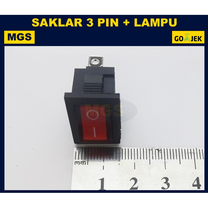 10Pcs Saklar Rocker Switch 3 Pin + Lampu