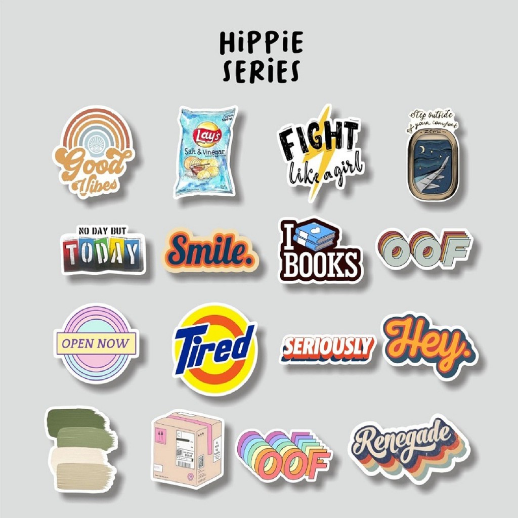 

STICKER AESTHETIC HIPPIE SERIES STIKER CASE HANDPHONE LAPTOP TUMBLR HELM WALL STICKER BUJO DECO