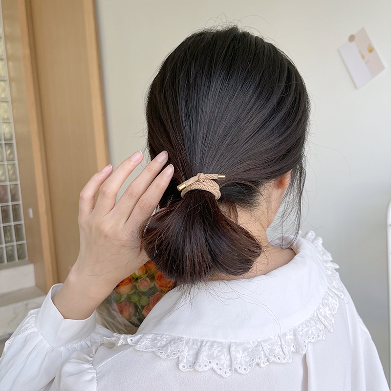 baru 1pcs Ikat Rambut Dekorasi Gesper Tembaga Elastisitas Tinggi Import Ala Korea Fashion Kesederhanaan Kecil Segar Tali Rambut Aksesoris wanita